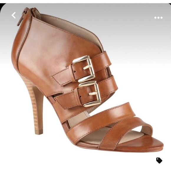 ALDO Maliska Brown leather Buckle heels Size 10 - Picture 1 of 10